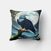 満月の下で枝に止まったワシ クッション (裏面)