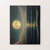 満月の下で海を落ち着ける ジグソーパズル (縦)