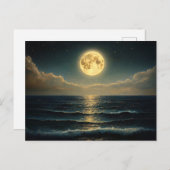 満月の下で海を落ち着ける ポストカード (正面/裏面)