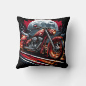満月の下で燃えるようなバイクが走る クッション (裏面)