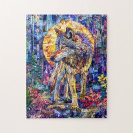 満月の下で狼がハウリング ジグソーパズル