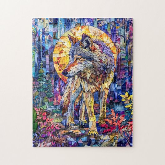 満月の下で狼がハウリング ジグソーパズル (縦)