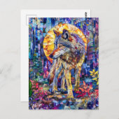 満月の下で狼がハウリング ポストカード (正面/裏面)