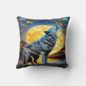 満月の下で狼が吠える クッション (裏面)