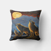 満月の下で狼が吠える クッション (裏面)