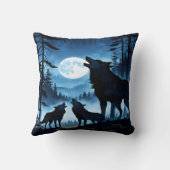 満月の下で狼が吠える。 クッション (裏面)