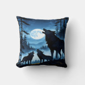 満月の下で狼が吠える。 クッション (正面)