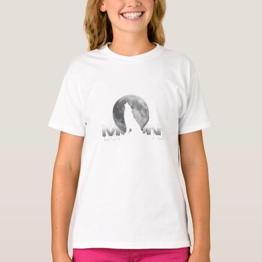 満月の下で狼が吠える Tシャツ (正面)