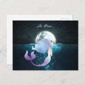 満月の下で穏やかに泳ぐ人魚 ポストカード (正面/裏面)