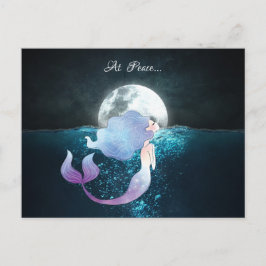 満月の下で穏やかに泳ぐ人魚 ポストカード