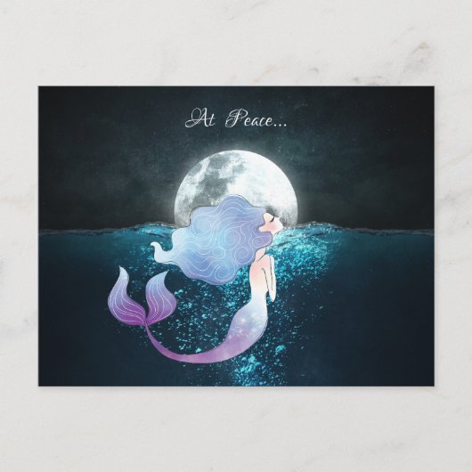 満月の下で穏やかに泳ぐ人魚 ポストカード (正面)