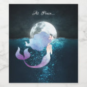 満月の下で穏やかに泳ぐ人魚 ワインラベル (シングルラベル)