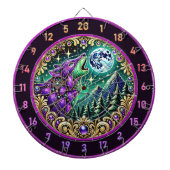 満月の下で荒野オオカミがハウリング ダーツボード (正面)