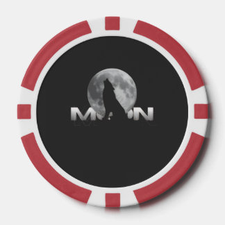 満月の下で響く狼の雄叫び ポーカーチップ