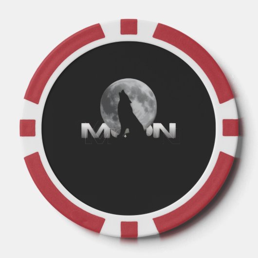 満月の下で響く狼の雄叫び ポーカーチップ (正面)
