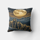 満月の下で魅了されたオオカミ クッション (裏面)