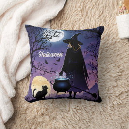 満月の下で魔女がポーションを作る クッション