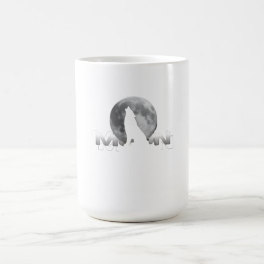 満月の下で鳴く狼の雄叫び コーヒーマグカップ (中央)