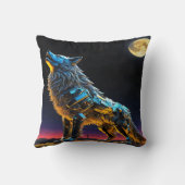 満月の下で鳴く金属製のオオカミ クッション (裏面)