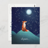 満月の下に坐っている平和~のチャーミングなキツネ ポストカード (正面/裏面)