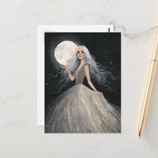 満月の下に立つ ポストカード (正面/裏面インサイチュ)