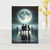 満月の下のカップルと犬 カード (黄色い花)