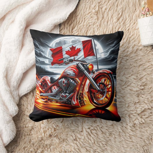 満月の下のカナダのオートバイクルージング クッション (ブランケット)