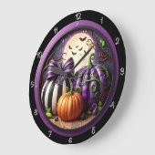 満月の下のカボチャ三匹 ラージ壁時計 (傾斜)