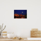 満月の下のカンザスシティプラザクリスマスライト ポスター (キッチン)