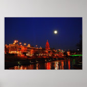 満月の下のカンザスシティプラザクリスマスライト ポスター (正面)
