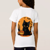 満月の下のキャットとカボチャ Tシャツ (裏面)