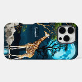 満月の下のキリン iPhoneケース (裏面横)