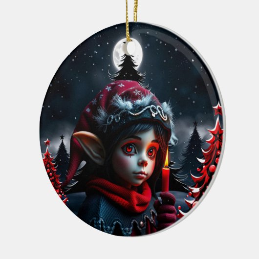 満月の下のゴシック小妖精や小人魔法。 セラミックオーナメント (左)