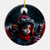 満月の下のゴシック小妖精や小人魔法。 セラミックオーナメント (裏面)
