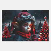 満月の下のゴシック小妖精や小人魔法。 ラッピングペーパーシート (正面)