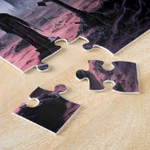 満月の下のゴシック様式の墓地 ジグソーパズル (側面)