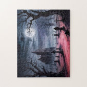 満月の下のゴシック様式の墓地 ジグソーパズル (縦)