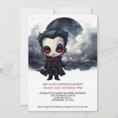 満月の下のハロウィーン怖い吸血鬼 招待状 (正面)