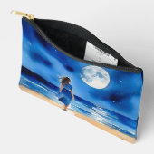 満月の下のビーチの少女 アクセサリーポーチ (見開き)