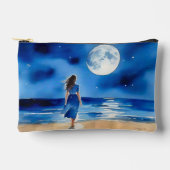 満月の下のビーチの少女 アクセサリーポーチ (正面)