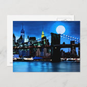 満月の下のブルックリン橋 ポストカード (正面/裏面)