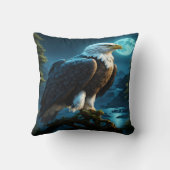 満月の下の夜に止まったワシ クッション (裏面)