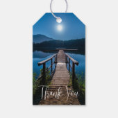 満月の下の夜の桟橋ありがとう ギフトタグ (正面)