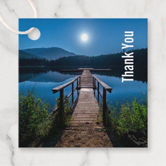 満月の下の夜の桟橋ありがとう フェイバータグ (正面)