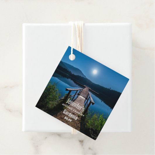 満月の下の夜の桟橋の価格ラベル フェイバータグ (インサイチュ)