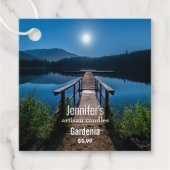 満月の下の夜の桟橋の価格ラベル フェイバータグ (正面)