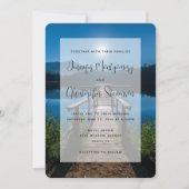 満月の下の夜の桟橋結婚 招待状 (正面)