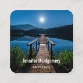 満月の下の夜の桟橋 スクエア名刺 (正面)