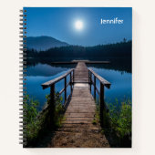 満月の下の夜の桟橋 ノートブック (正面)