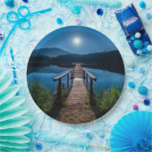 満月の下の夜の桟橋 ペーパープレート (パーティー)